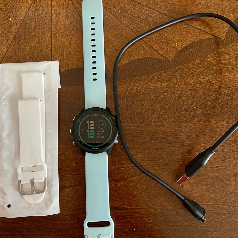 Garmin Forerunner 245. Used only a few times. Also comes with extra watch band.